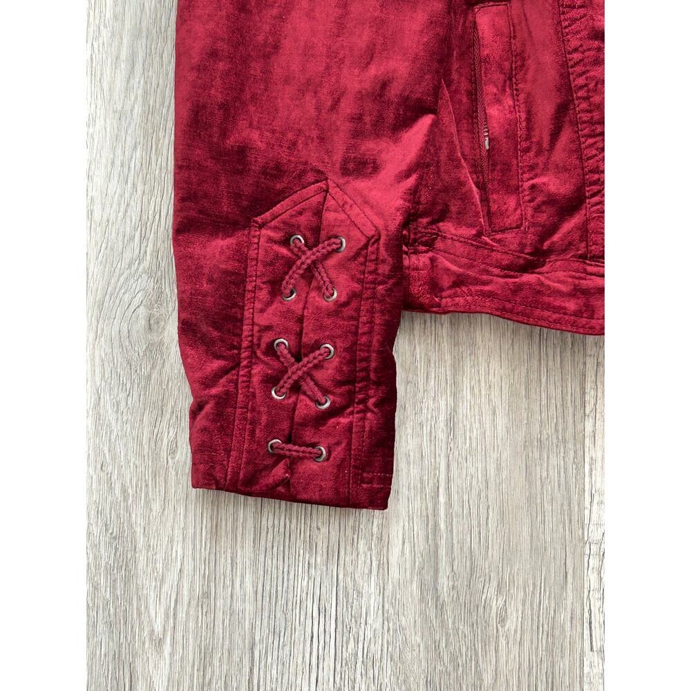 Torrid Burgundy Velvet Moto Jacket Sz 1X - Picture 9 of 14